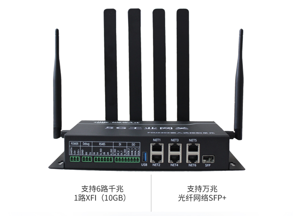 5G工业网关原生支持6路千兆网